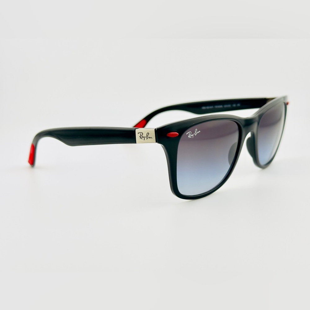 Ray-Ban Scuderia Ferrari Sunglasses RB4195M Polished Black Frame Gray Lenses - Picture 4 of 14